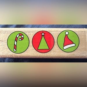 Hampton Art Christmas Trio- 1x3" Wood Mounted Rubber Stamp